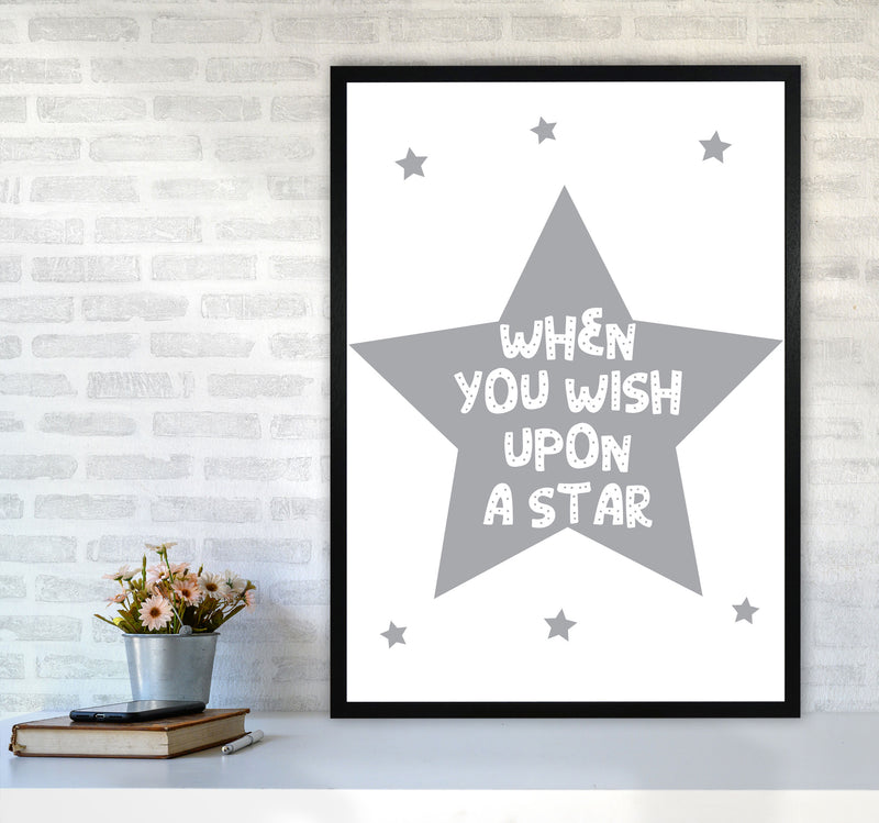 Wish Upon A Star Grey Framed Nursey Wall Art Print A1 White Frame