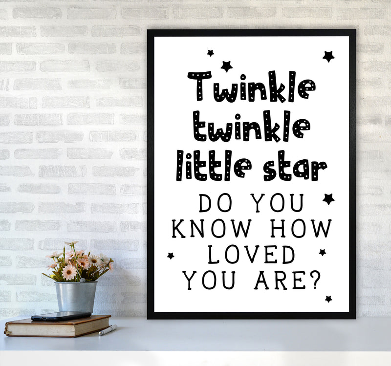 Twinkle Twinkle Little Star Black Framed Nursey Wall Art Print A1 White Frame