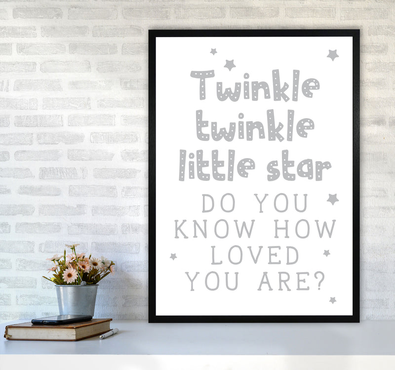Twinkle Twinkle Little Star Grey Framed Nursey Wall Art Print A1 White Frame