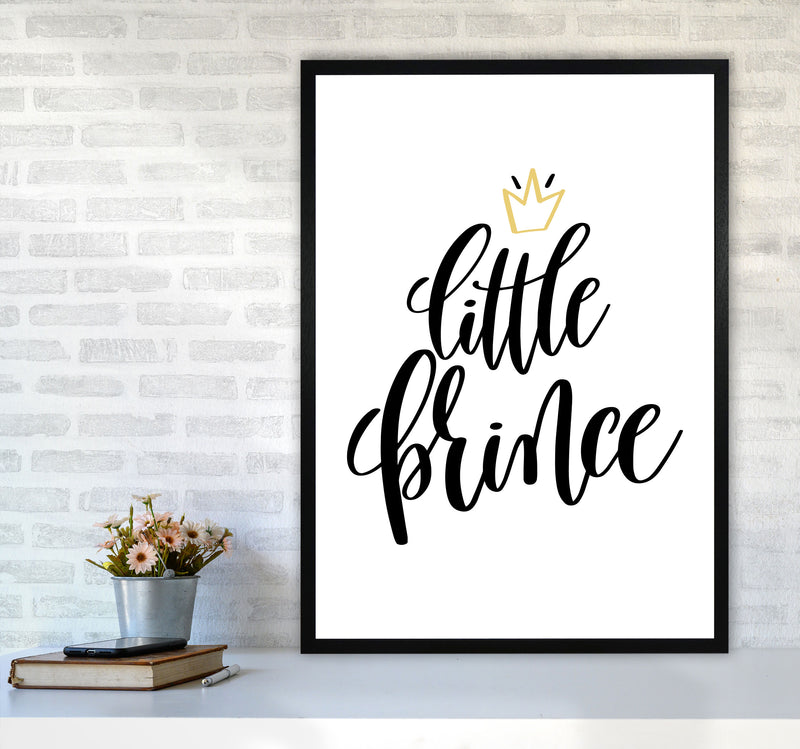 Little Prince Gold Crown Framed Nursey Wall Art Print A1 White Frame