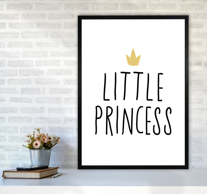 Little Princess Black And Gold Framed Nursey Wall Art Print A1 White Frame