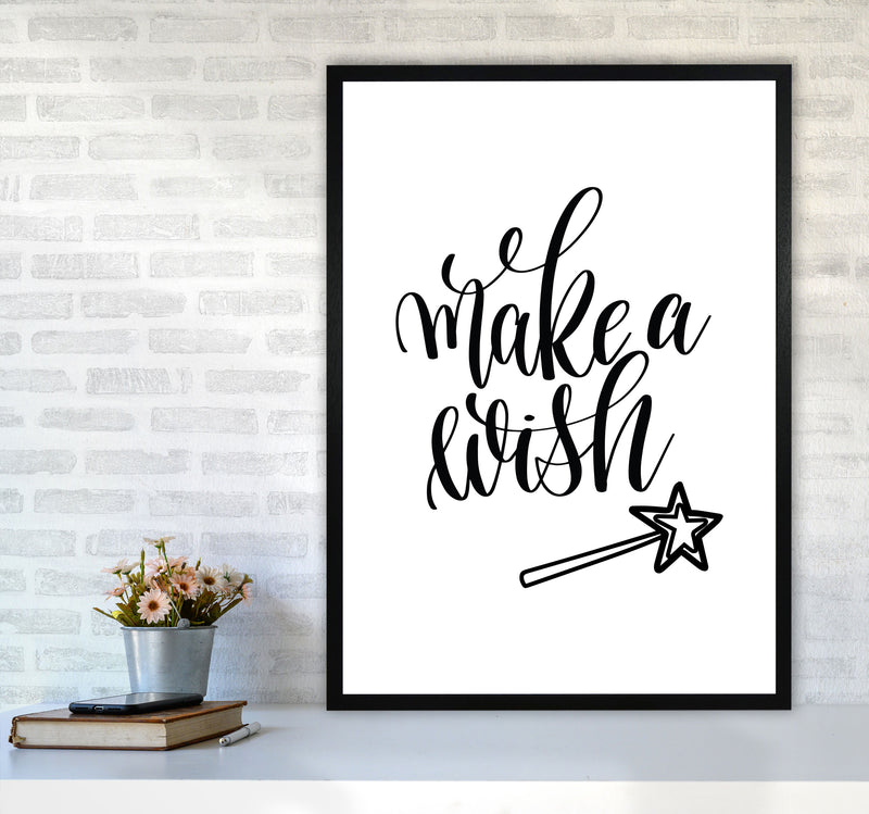Make A Wish Black Framed Typography Wall Art Print A1 White Frame
