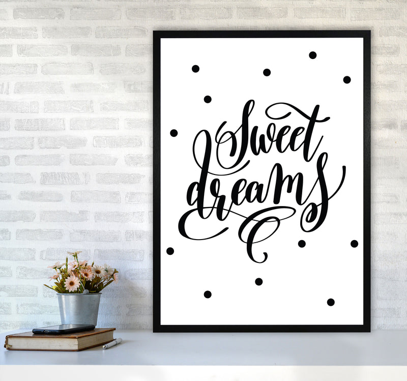 Sweet Dreams Black Modern Print A1 White Frame