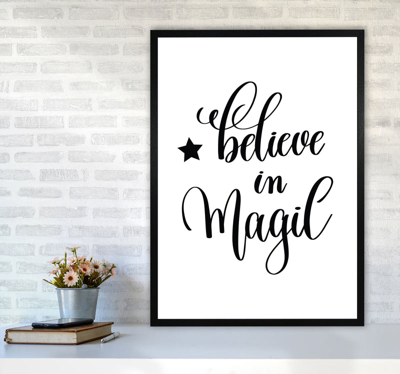 Believe In Magic Black Framed Typography Wall Art Print A1 White Frame
