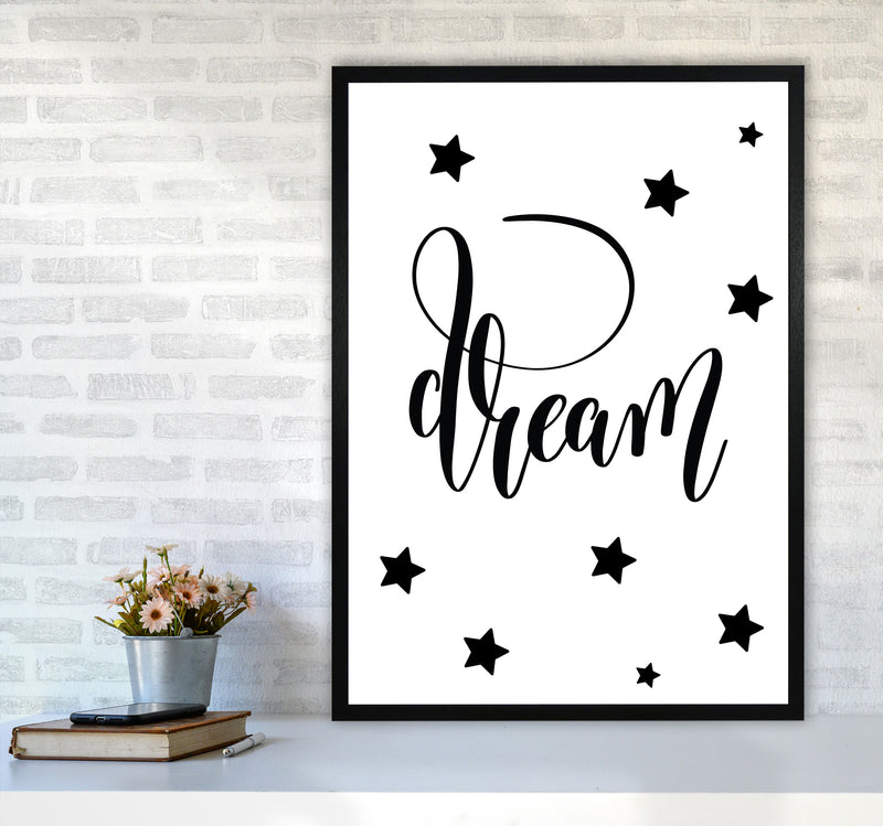 Dream Black Framed Typography Wall Art Print A1 White Frame