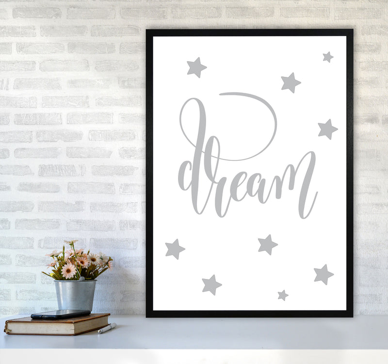 Dream Grey Framed Typography Wall Art Print A1 White Frame