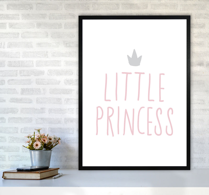 Little Princess Pink And Grey Framed Nursey Wall Art Print A1 White Frame