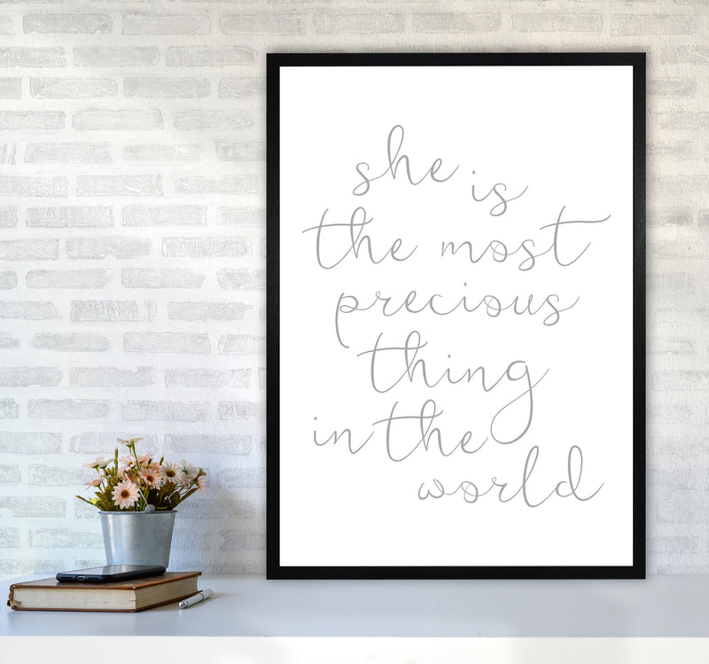 She Is The Most Precious Thing Grey Modern Print A1 White Frame