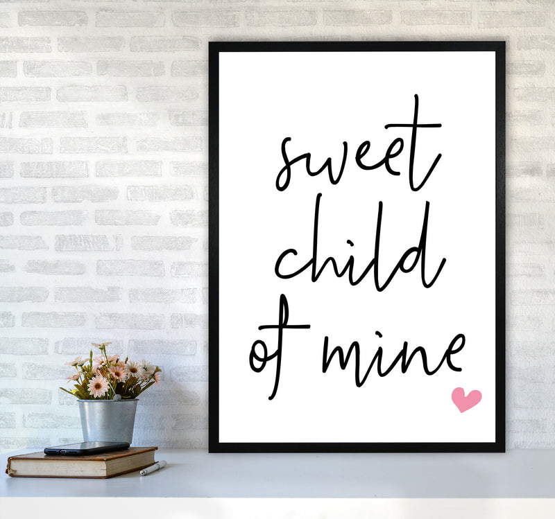 Sweet Child Of Mine Pink Framed Nursey Wall Art Print A1 White Frame