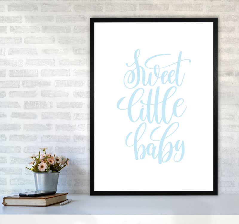 Sweet Little Baby Blue Framed Nursey Wall Art Print A1 White Frame
