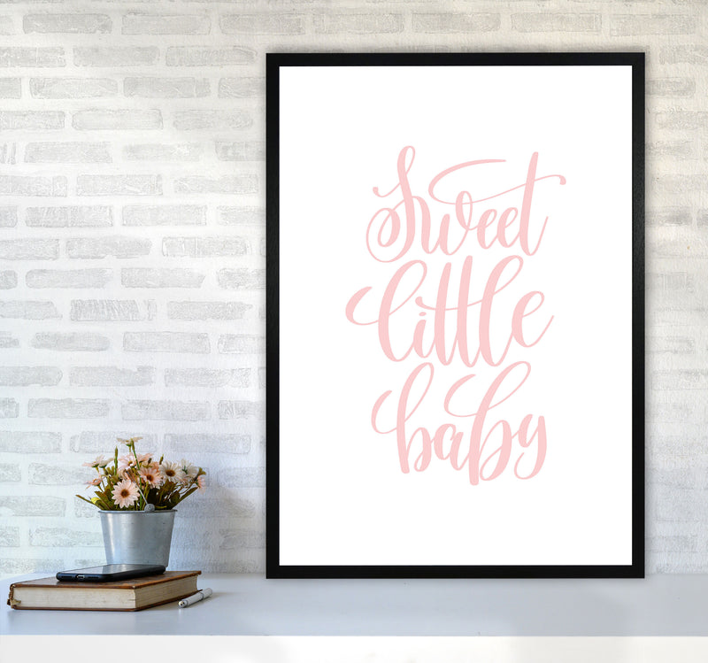 Sweet Little Baby Pink Framed Nursey Wall Art Print A1 White Frame