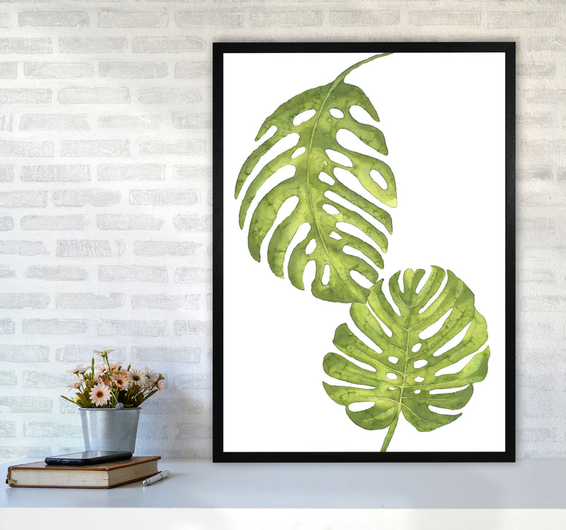 Monstera Leaf Modern Print, Framed Botanical & Nature Art Print A1 White Frame