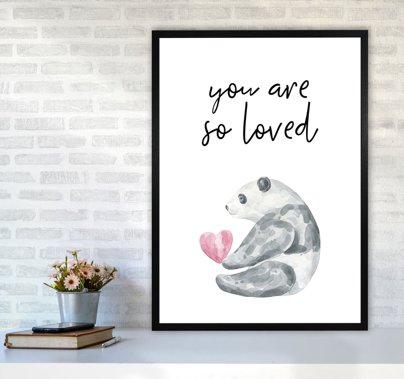 Panda You Are So Loved Framed Nursey Wall Art Print A1 White Frame