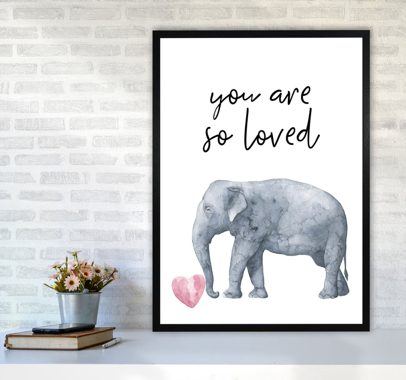 Elephant You Are So Loved Framed Nursey Wall Art Print A1 White Frame