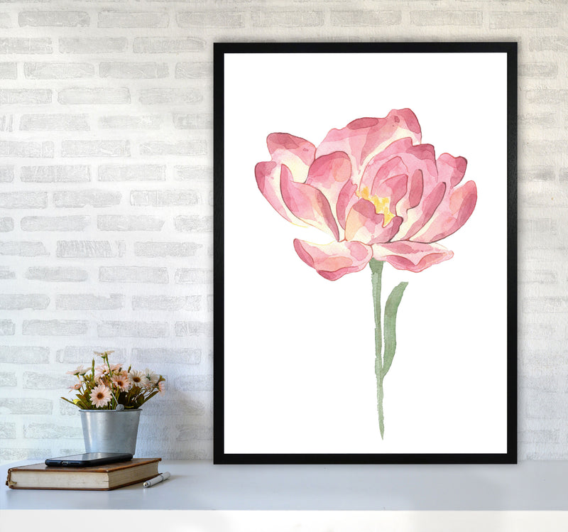 Pink Watercolour Flower Modern Print A1 White Frame