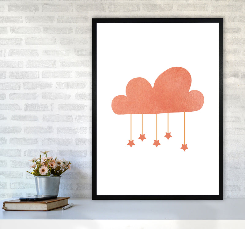 Peach Cloud Watercolour Modern Print A1 White Frame