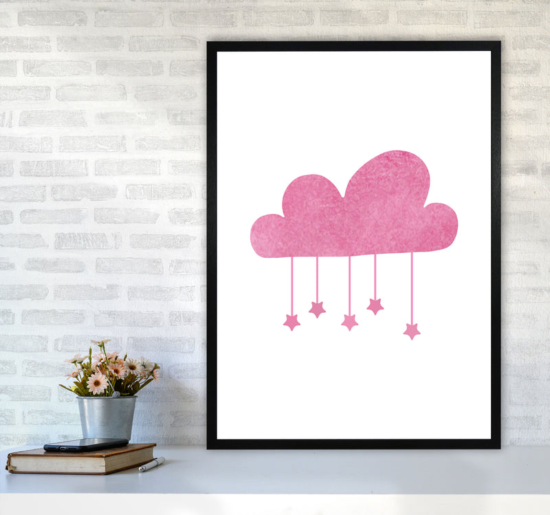 Pink Cloud Watercolour Modern Print A1 White Frame