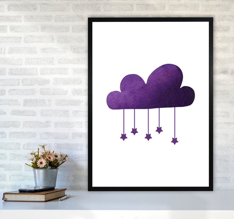 Purple Cloud Watercolour Modern Print A1 White Frame