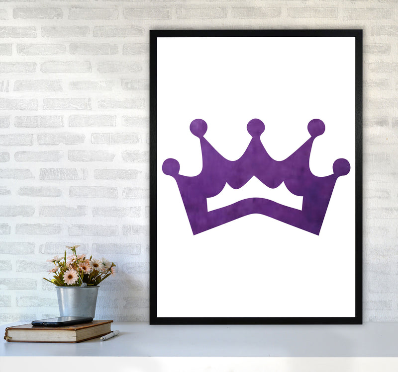 Purple Crown Watercolour Modern Print A1 White Frame