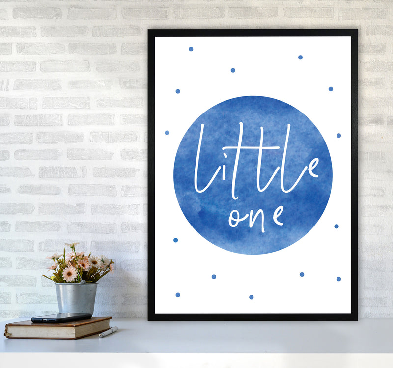 Little One Blue Watercolour Modern Print A1 White Frame