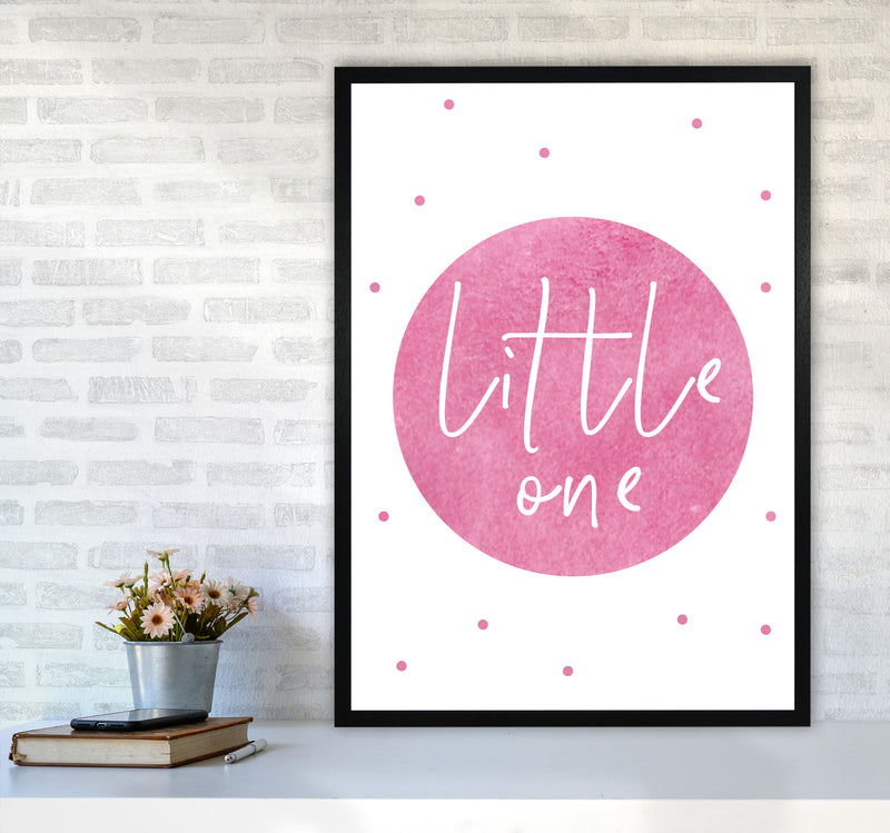 Little One Pink Watercolour Modern Print A1 White Frame