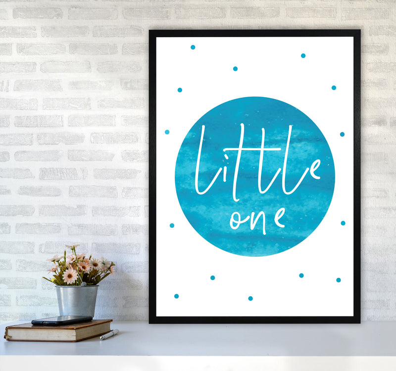Little One Turquoise Watercolour Modern Print A1 White Frame