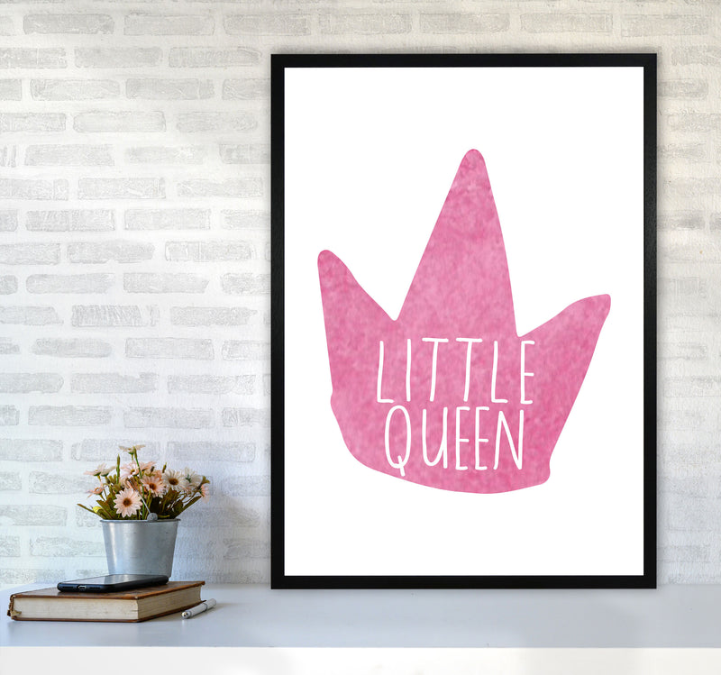 Little Queen Pink Crown Watercolour Modern Print A1 White Frame