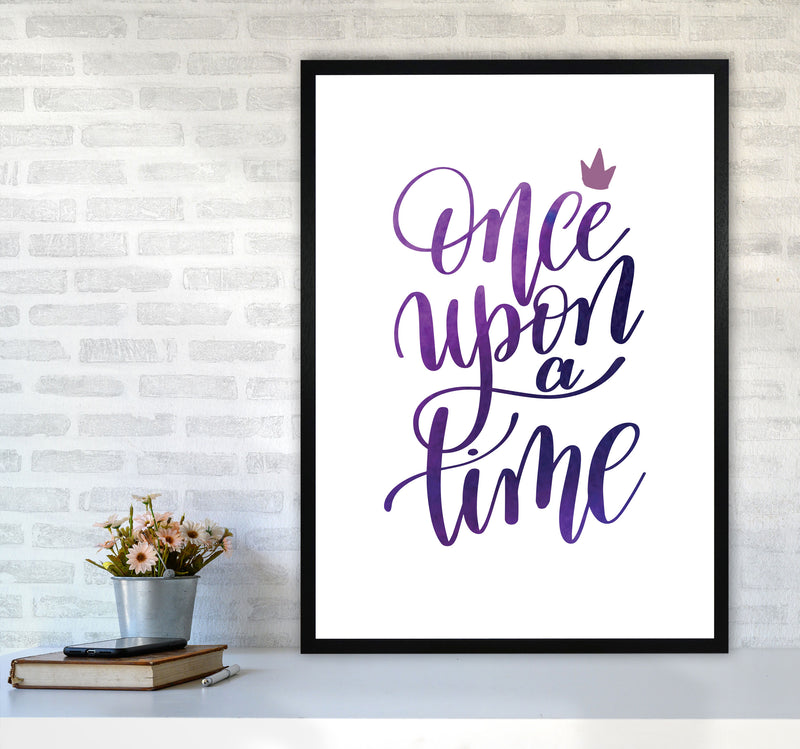 Once Upon A Time Purple Watercolour Modern Print A1 White Frame