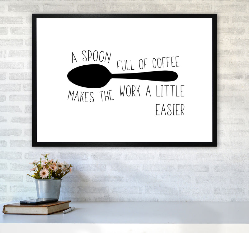 A Spoon Full Of Coffee Modern Print, Framed Kitchen Wall Art A1 White Frame