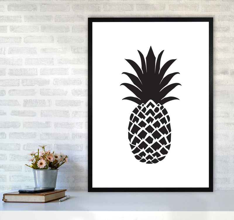 Black Pineapple 2 Modern Print, Framed Kitchen Wall Art A1 White Frame
