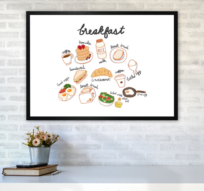 Breakfast Collection Landscape Modern Print, Framed Kitchen Wall Art A1 White Frame