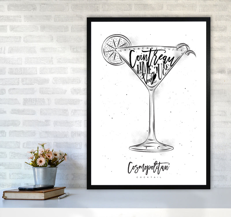 Cosmopolitan Cocktail Modern Print, Framed Kitchen Wall Art A1 White Frame