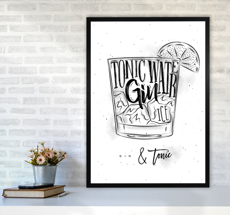 Gin And Tonic Modern Print, Framed Kitchen Wall Art A1 White Frame