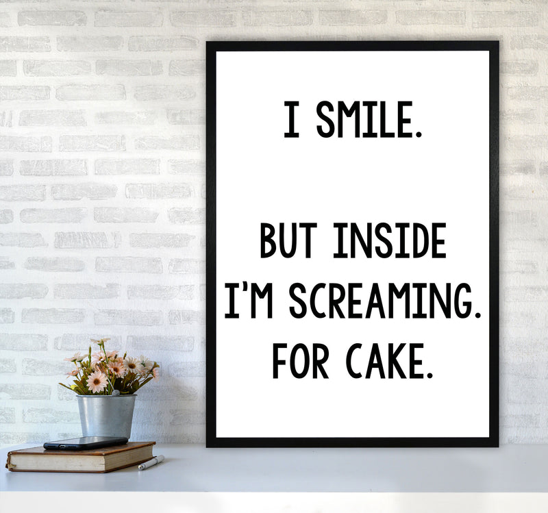 Screaming For Cake Modern Print, Framed Kitchen Wall Art A1 White Frame