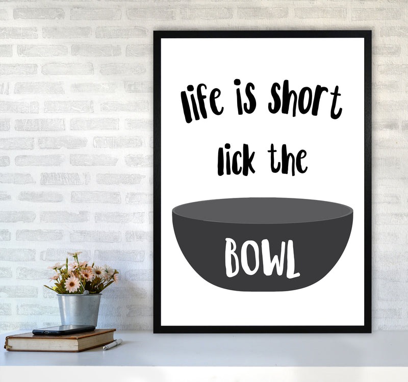 Lick The Bowl Modern Print, Framed Kitchen Wall Art A1 White Frame