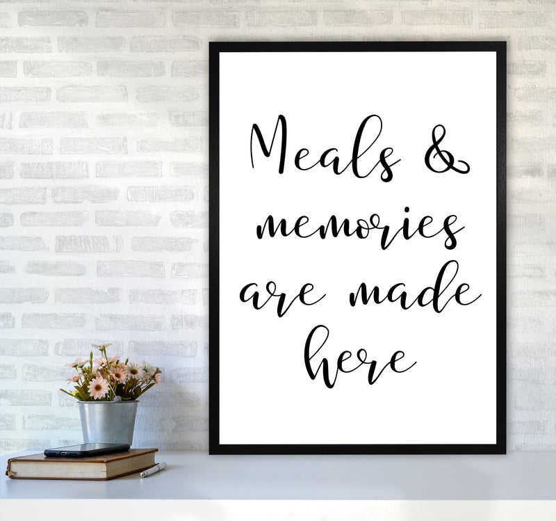 Meals And Memories Modern Print, Framed Kitchen Wall Art A1 White Frame