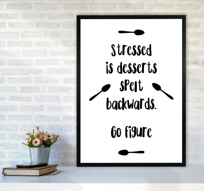 Stressed Is Desserts Spelled Backwards Modern Print, Framed Kitchen Wall Art A1 White Frame