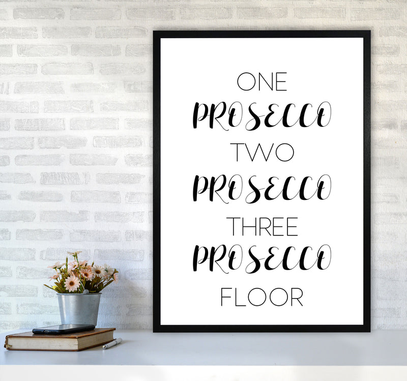 One Prosecco Two Prosecco Modern Print, Framed Kitchen Wall Art A1 White Frame