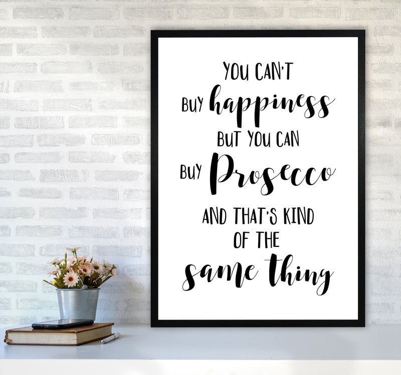 Happiness Is Prosecco Modern Print, Framed Kitchen Wall Art A1 White Frame