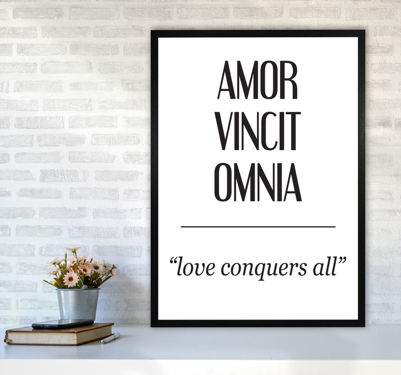 Amor Vincit Omnia Framed Typography Wall Art Print A1 White Frame