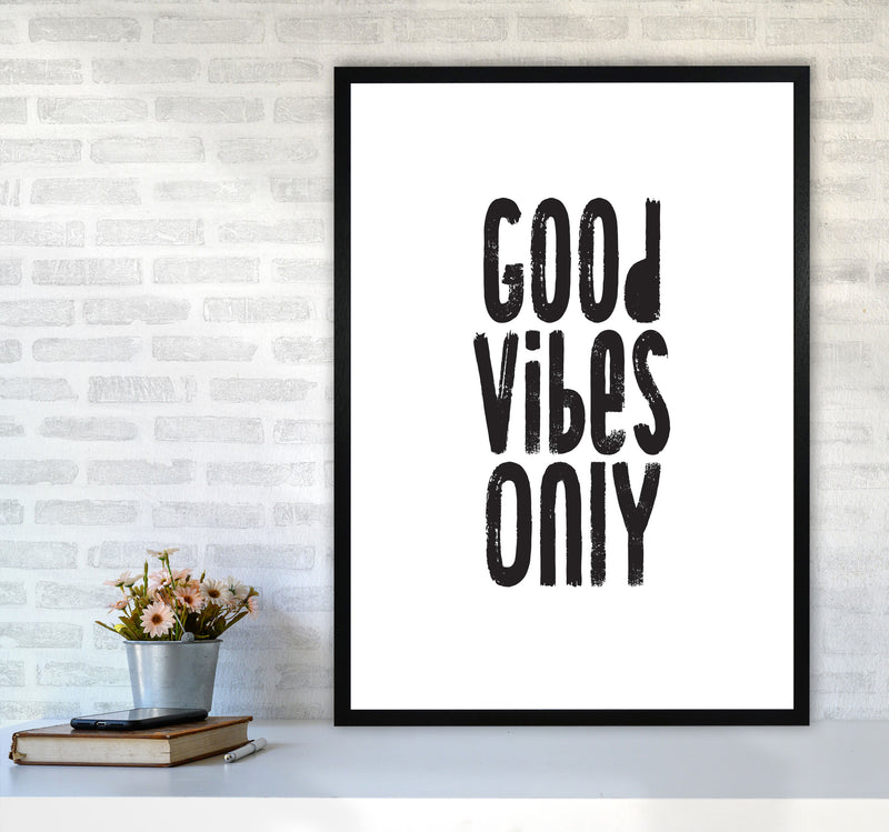 Good Vibes Only Framed Typography Wall Art Print A1 White Frame