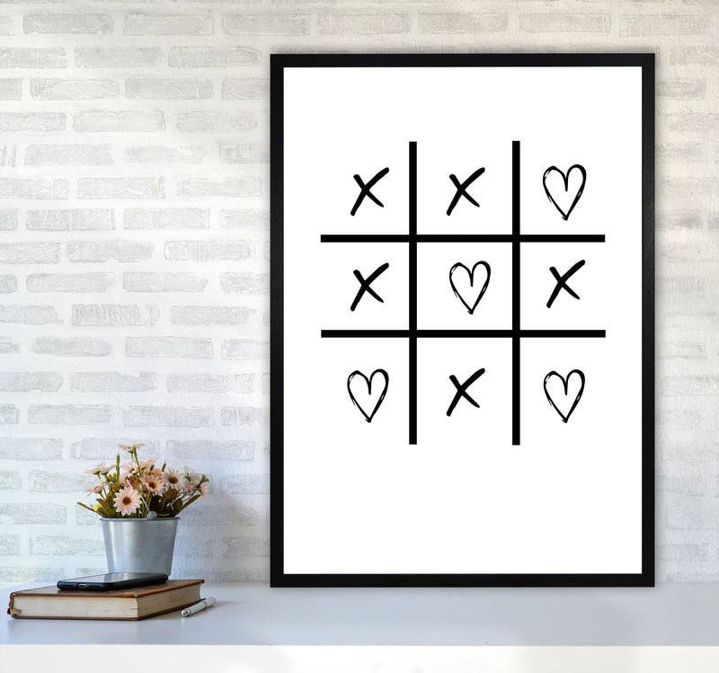 Hearts And Crosses Modern Print A1 White Frame