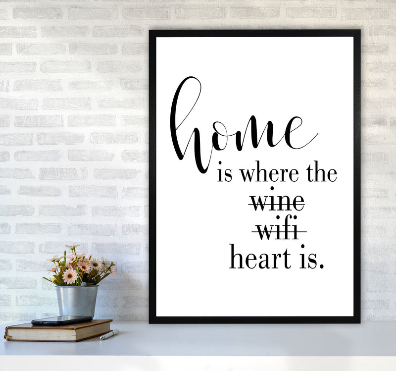 Home Is Where The Heart Is Framed Typography Wall Art Print A1 White Frame
