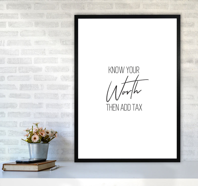 Know Your Worth Framed Typography Wall Art Print A1 White Frame