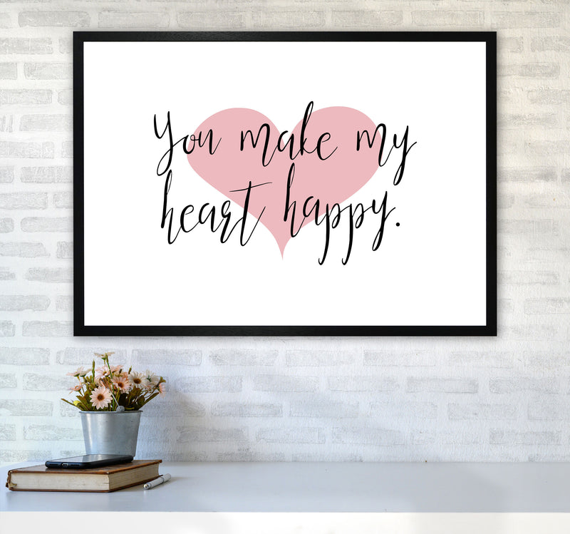 You Make My Heart Happy Modern Print A1 White Frame
