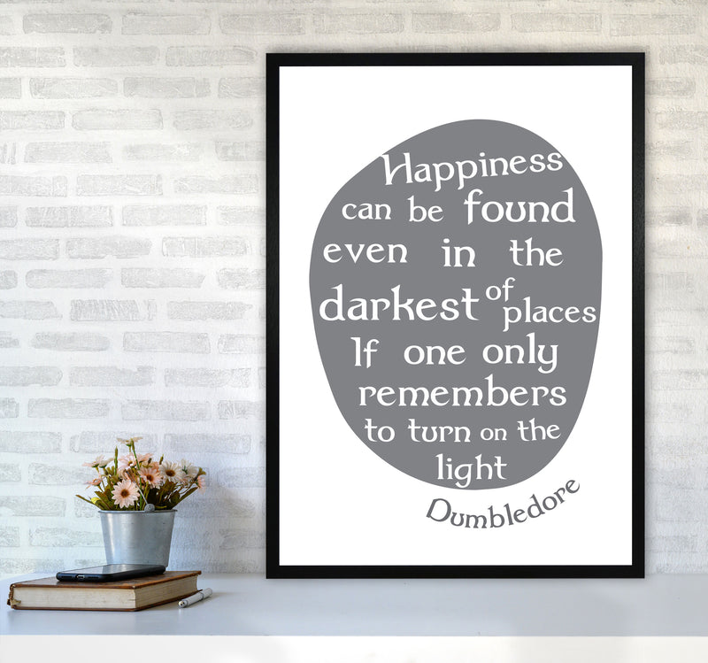 Happiness, Dumbledore Quote Framed Typography Wall Art Print A1 White Frame