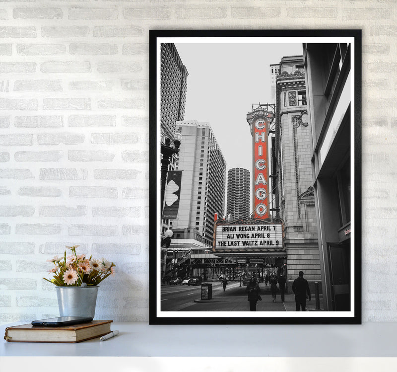 Chicago Theatre Modern Print A1 White Frame