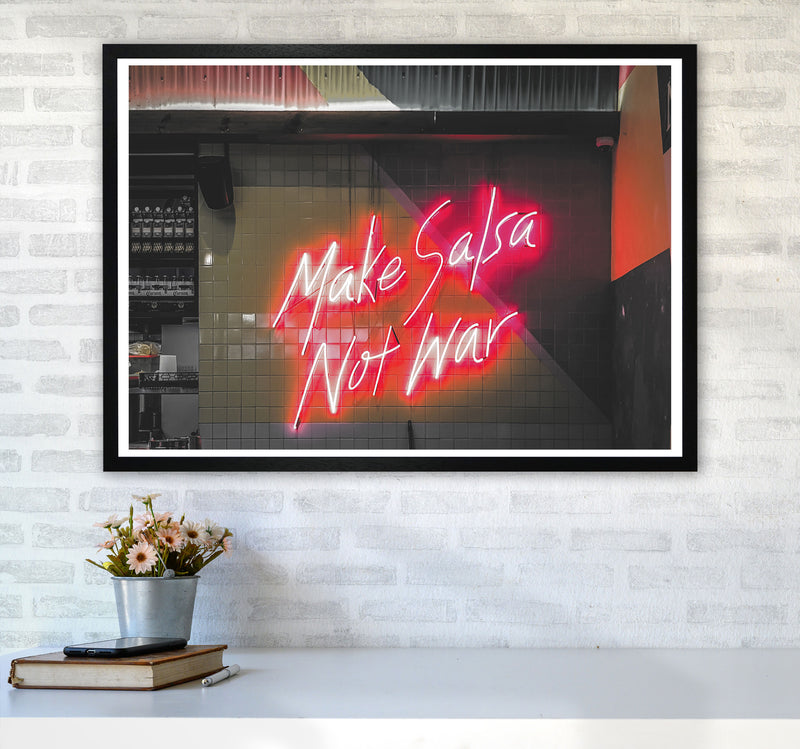 Make Salsa Not War Modern Print A1 White Frame