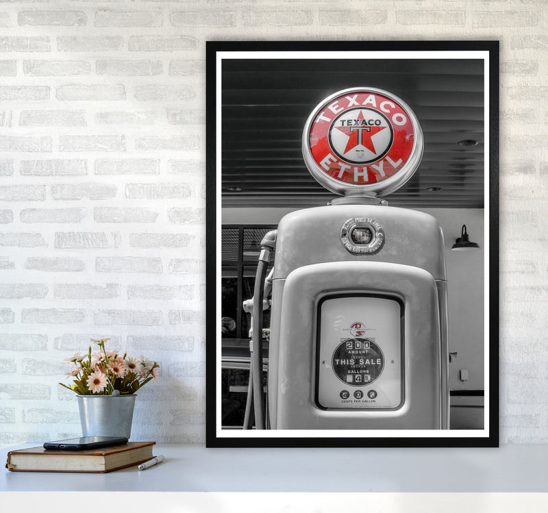 Texaco Gas Pump Modern Print A1 White Frame