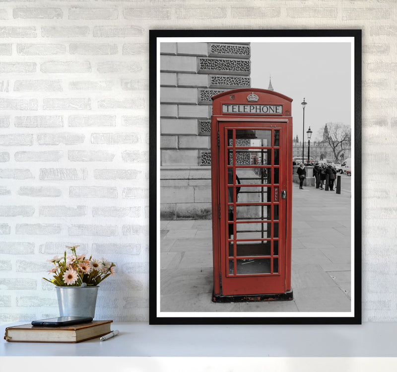 London Red Phonebox Modern Print A1 White Frame